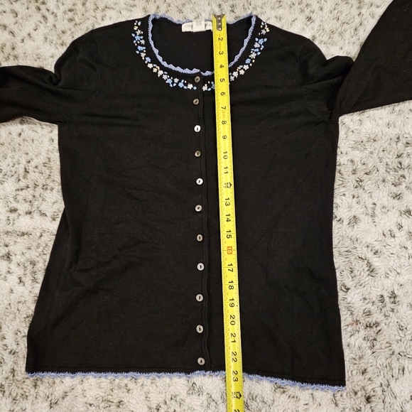 Casual Corner SZ M Floral Embroidered Silk Blend Clueless Preppy Accent Sweater - Picture 9 of 12